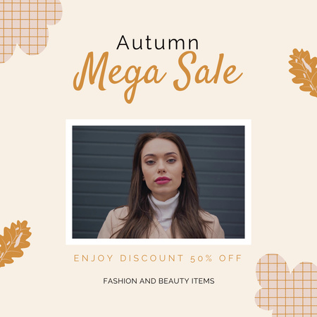 Platilla de diseño Autumn Mega Sale Fashion and Beauty Goods Animated Post
