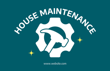 House Maintenance Service Blue Green Business Card 85x55mm Design Template