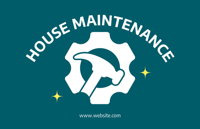 House Maintenance Service Blue Green Business Card 85x55mm Πρότυπο σχεδίασης