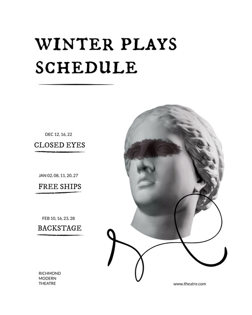 Platilla de diseño Theatrical Show Announcement with Antique Sculpture Poster 16x20in