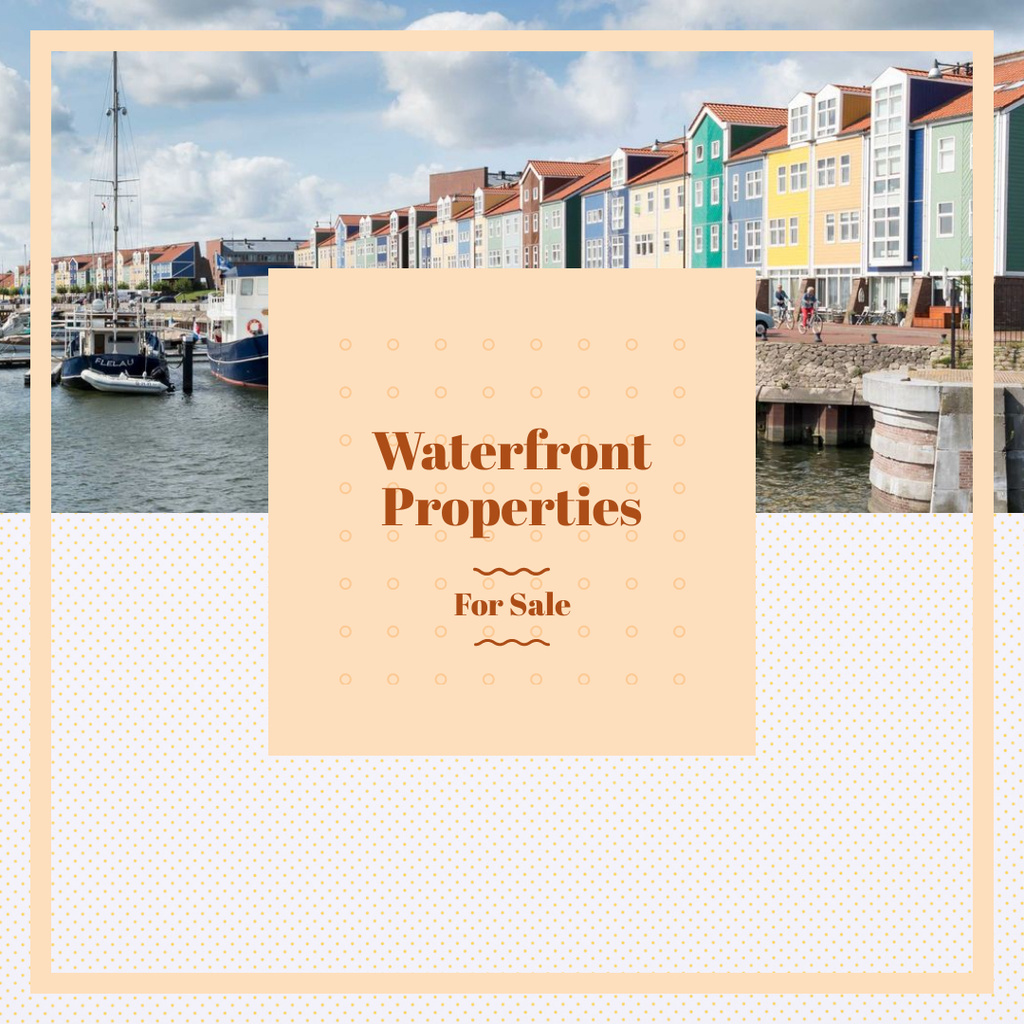 Designvorlage Real Estate Ad with Houses at sea coastline für Instagram