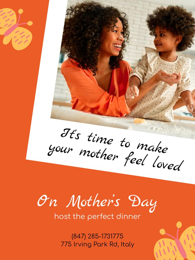 Mother's Day Holiday Greeting on Orange Poster US Design Template