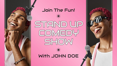 Stand-up Show Announcement Smiling Guy Youtube Thumbnail Design Template