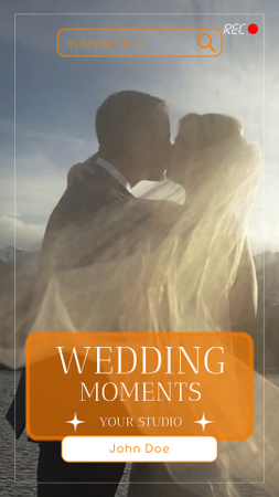 Young Newlyweds Kissing in Rays of Sun Instagram Video Story Design Template