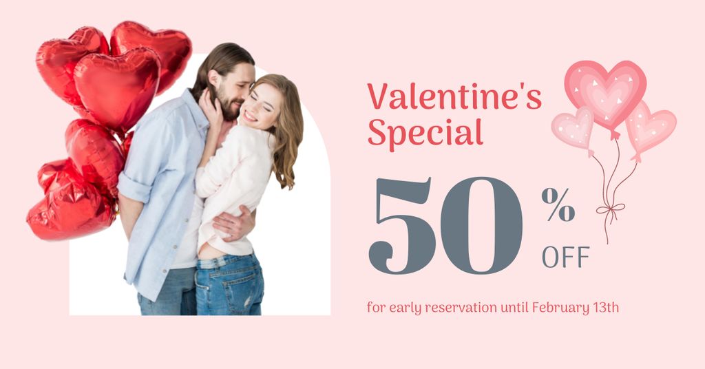 Lovely Deals for Valentine's Day Facebook ADデザインテンプレート