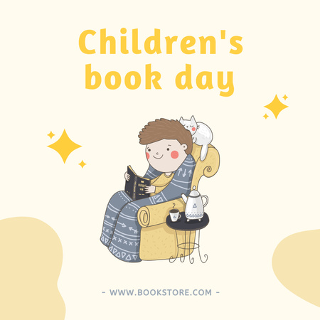 Children Books Day Announcement with Cute Boy Instagram tervezősablon