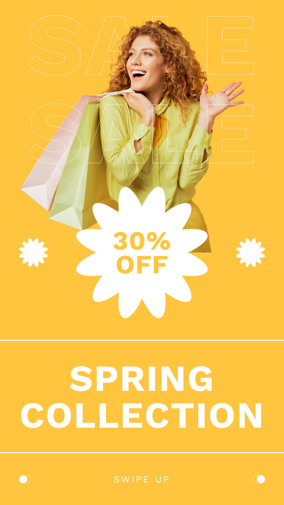 Spring Sale Collection with Redhead Woman Instagram Story Design Template