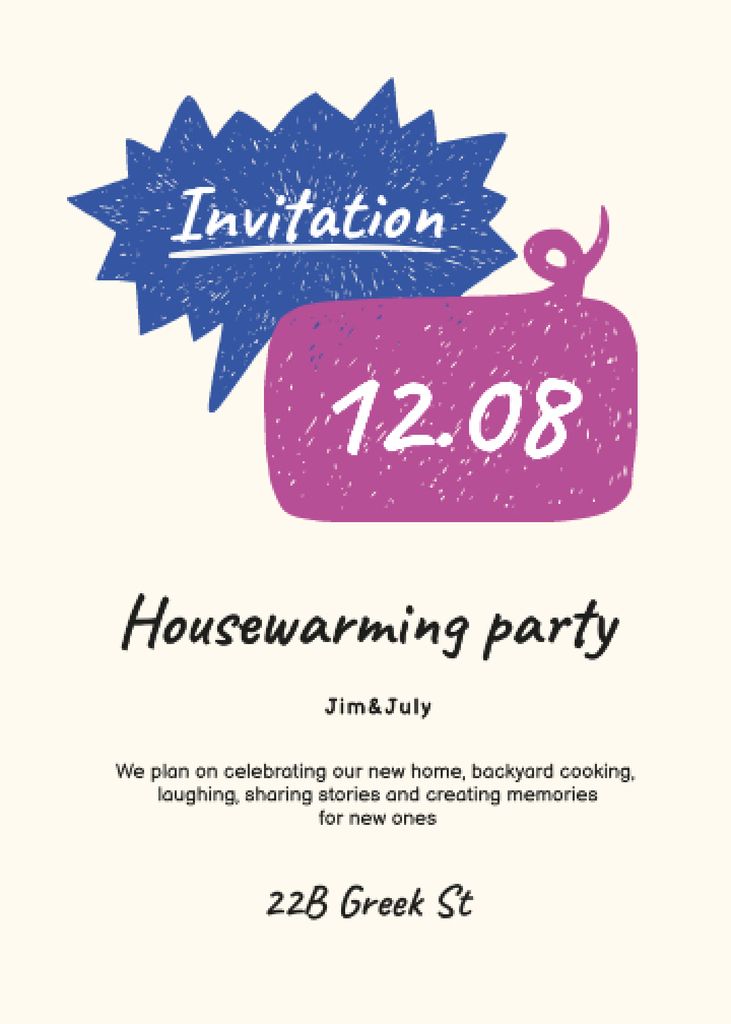 Plantilla de diseño de Amusing Housewarming Party Bright Announcement Invitation 