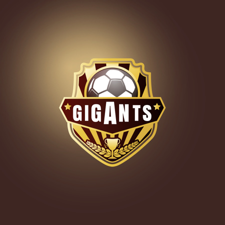 Futbol Topu ile Takım Amblemi Logo Tasarım Şablonu