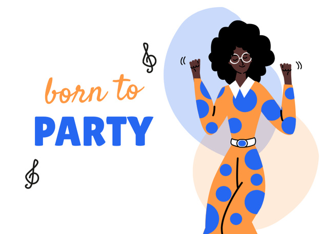 Party Announcement with Dancing Woman Postcard 5x7in Design Template
