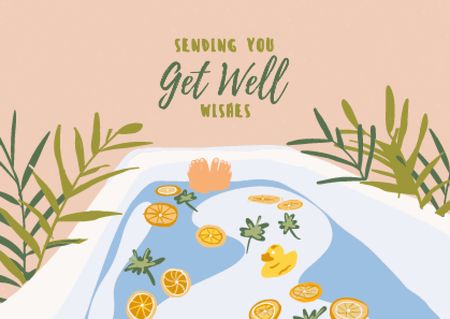 Get Well Wishes with Oranges in Bath Card Design Template