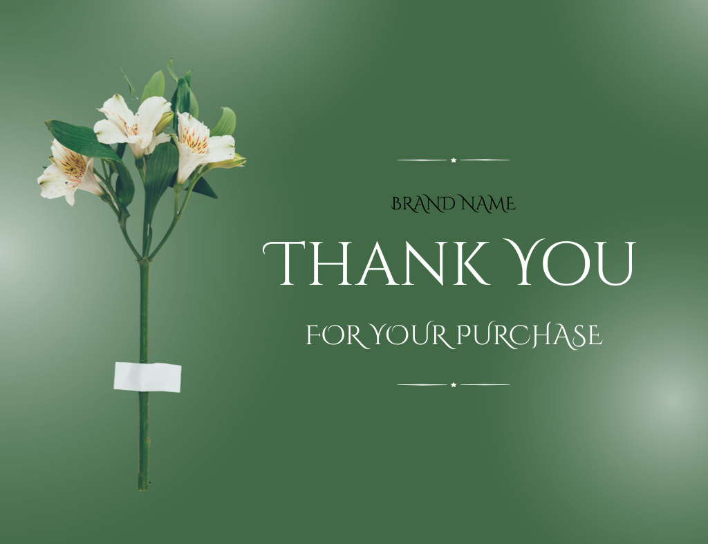 Thank You Message with Tender Jasmine Thank You Card 5.5x4in Horizontal Design Template