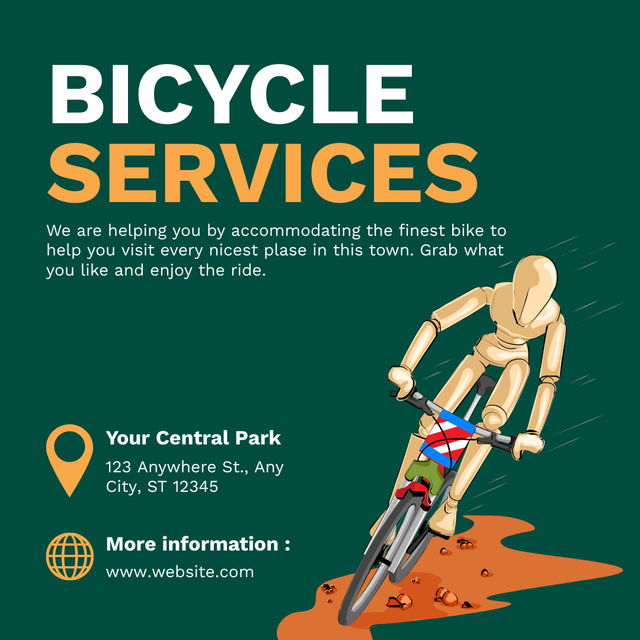 Szablon projektu Bicycles Services Offer on Green Instagram AD
