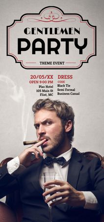 Gentlemen party invitation with Stylish Man Flyer DIN Large Design Template