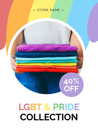 Pride Month Clothes Collection With Discounts Offer Poster US Design Template