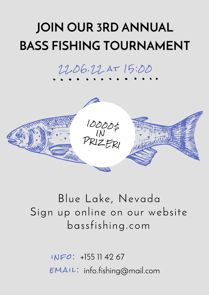 Plantilla de diseño de Fishing Tournament Announcement Poster 