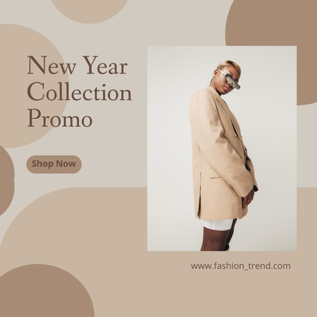 New Year Collection Promo with Stylish African American Woman Instagram Design Template