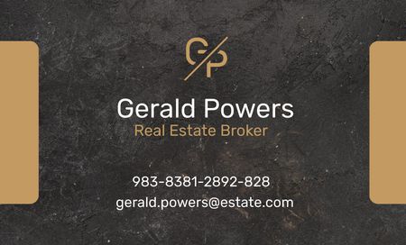 Real Estate Agent Services Ad with Dark Stone Texture Business Card 91x55mm Design Template