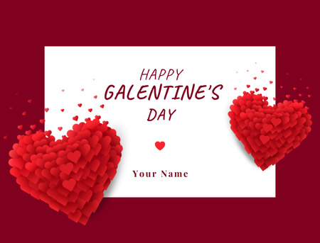 Galentine's Day Greeting with Red Hearts Postcard 4.2x5.5in – шаблон для дизайна