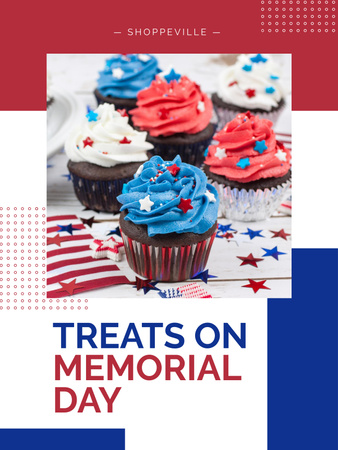 Plantilla de diseño de Memorial Day Celebration Announcement with Cupcakes Poster US 