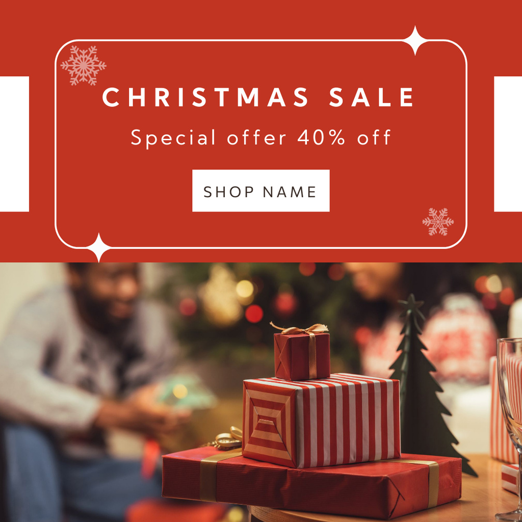 Christmas Sale of Gifts for Family Instagram ADデザインテンプレート