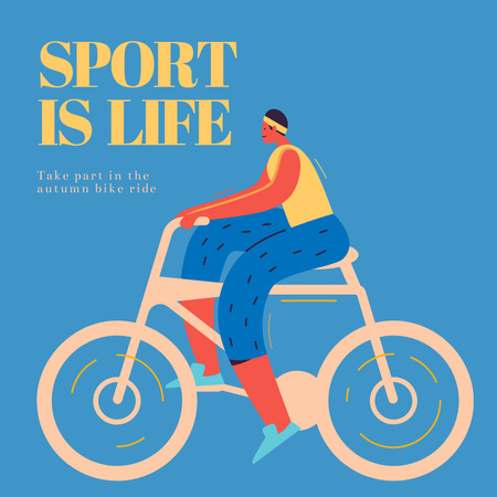 Sport Inspiration with Woman on Bicycle Instagram Design Template