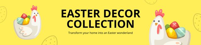 Ontwerpsjabloon van Ebay Store Billboard van Easter Collection of Decor Promo with Cute Illustration