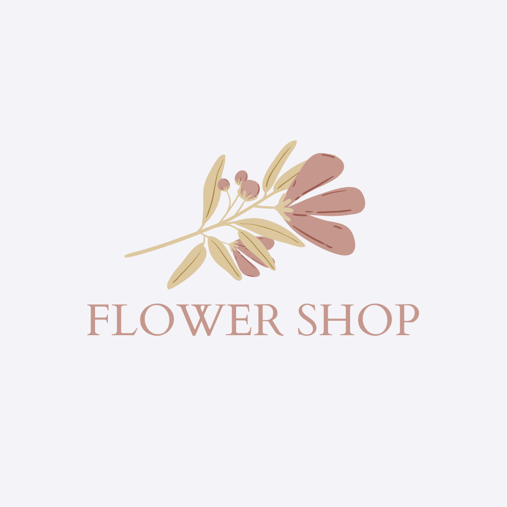 Flower Shop Emblem in Pastel Colors Logo Design Template