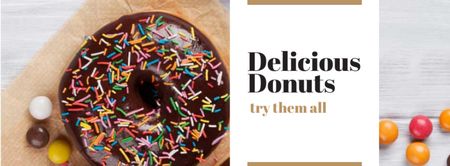 Sweet glazed Donuts with sprinkles Facebook cover Design Template