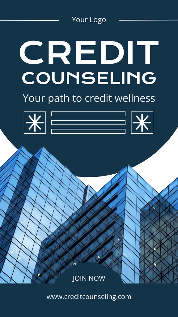 Ontwerpsjabloon van Instagram Story van Services of Credit Counseling with Skyscraper