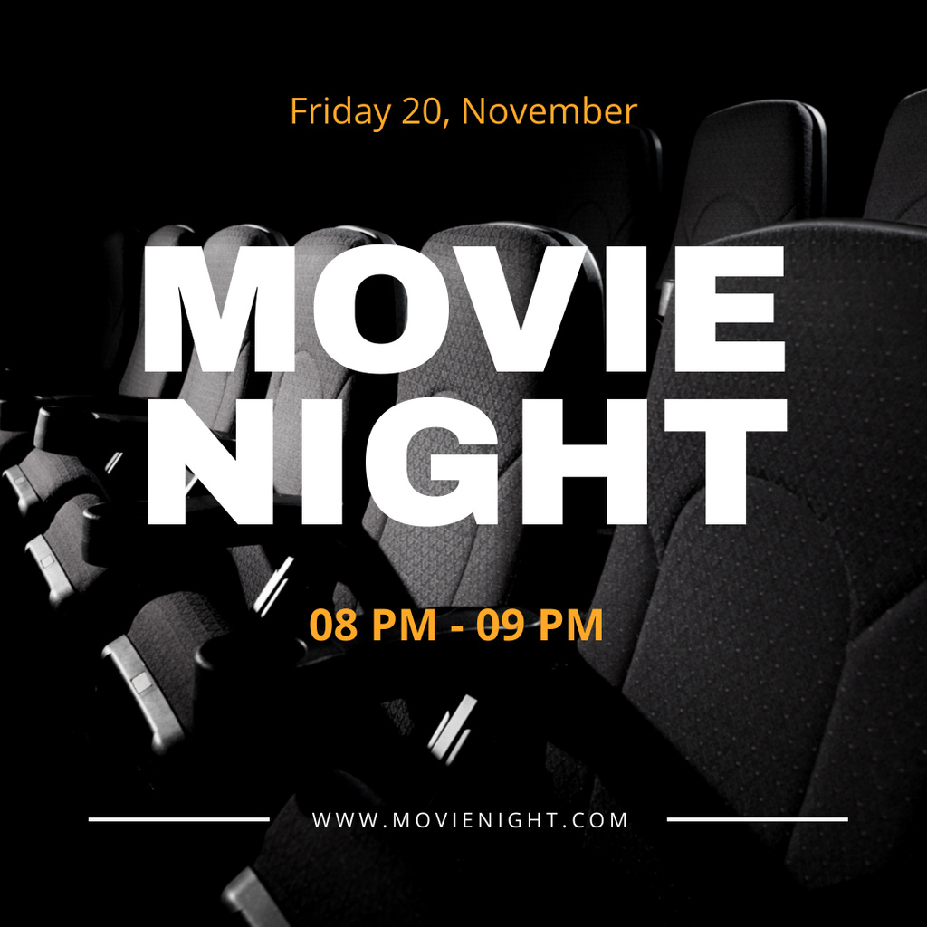 Movie Night Announcement with Cinema Hall Instagram Tasarım Şablonu