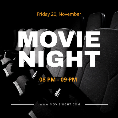 Movie Night Announcement with Cinema Hall Instagram Design Template