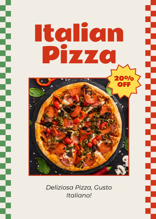 Crispy Italian Pizza with Discount Flayer Design Template