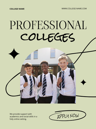 Young Boys Students in College Poster US Design Template