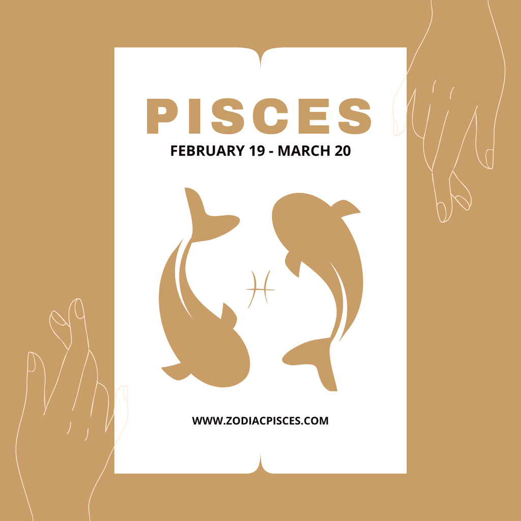 Modèle de visuel Zodiac Sign of Pisces in Beige - Instagram