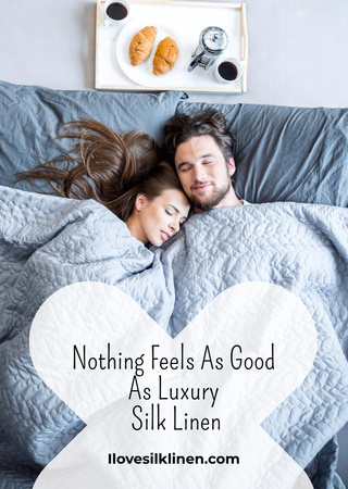 Bed Linen ad with Couple sleeping in bed Flyer A6 Design Template