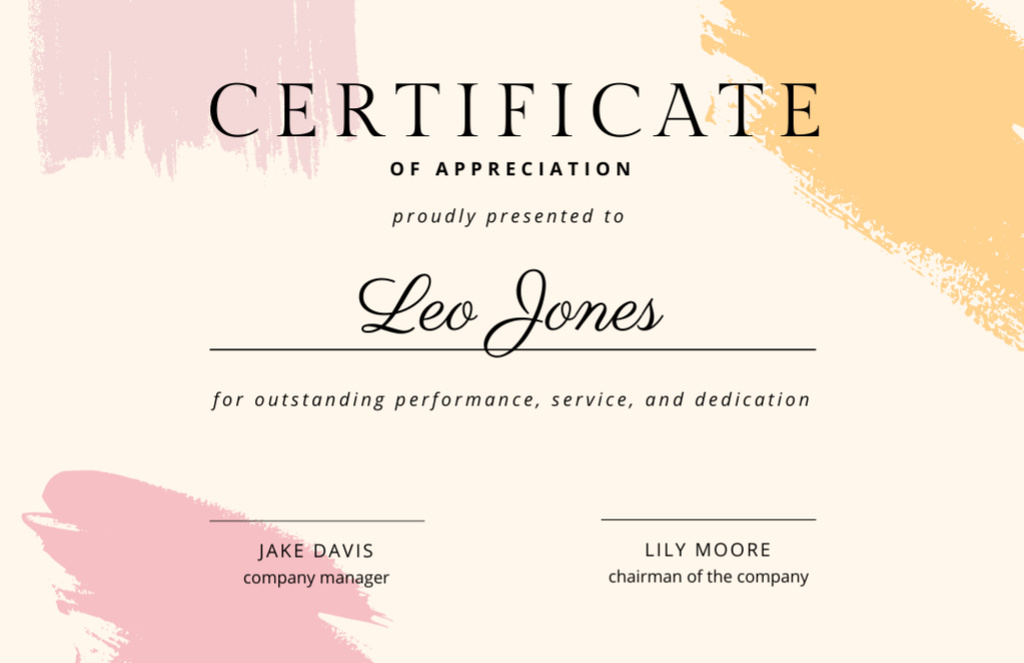 Template di design Award of Appreciation for Outstanding Performance Certificate 5.5x8.5in