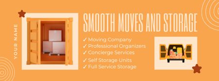 Smooth Moving & Storage Ad with Things in Truck Facebook cover Design Template