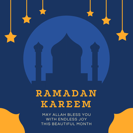 Mosque and Stars for Ramadan Month Greeting Instagram Design Template