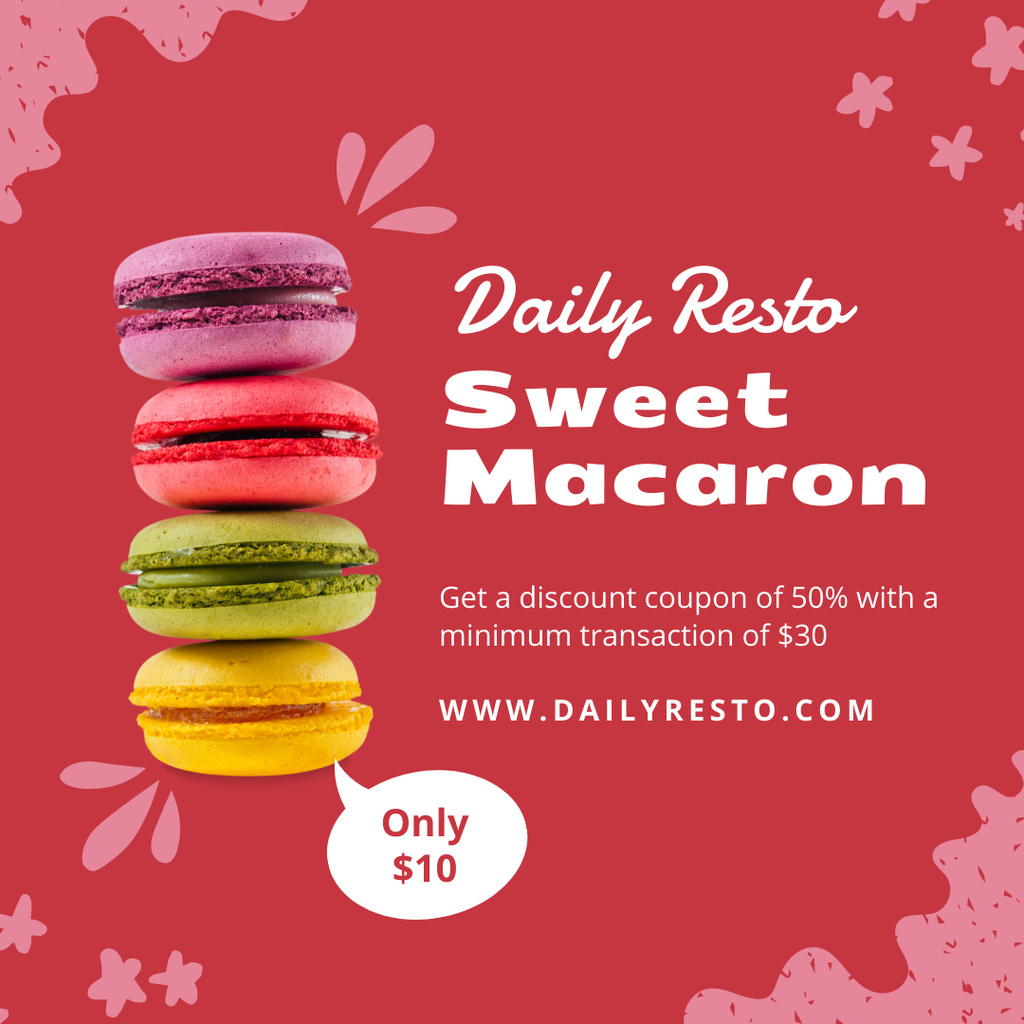 Designvorlage Tasty Macarons Sale Offer für Instagram