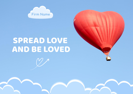 Valentine's Phrase with Heart Shaped Balloon Postcard Design Template