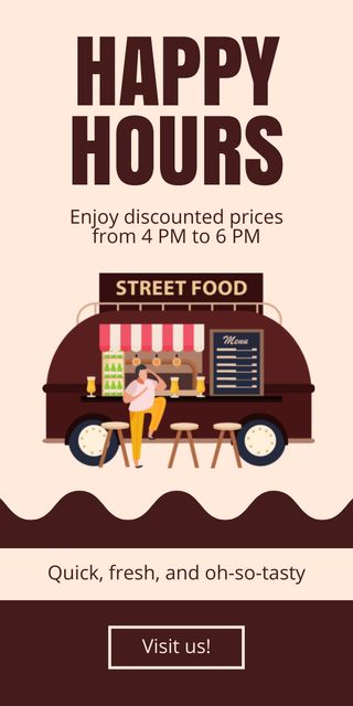 Promo of Happy Hours with Discounted Prices Graphic – шаблон для дизайна
