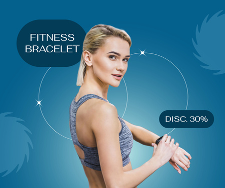 Sports Girl Uses Fitness Bracelet Facebook – шаблон для дизайна