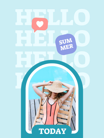 Summer Inspiration with Cute Girl on Beach Poster US Design Template