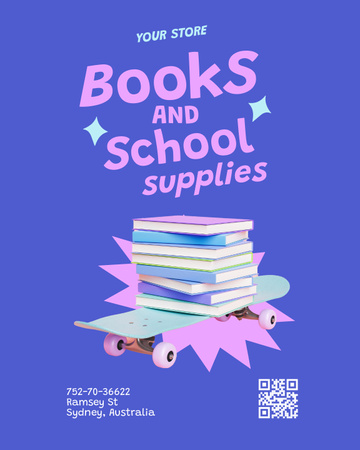 Books and School Supplies Sale Offer Poster 16x20in Design Template