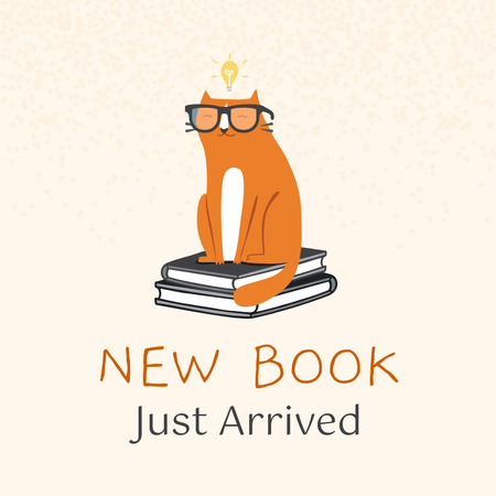 Books Sale Announcement with Funny Cat Animated Post Πρότυπο σχεδίασης