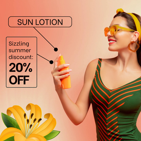 Sun Lotion With Discount Offer In Summer Animated Post Design Template