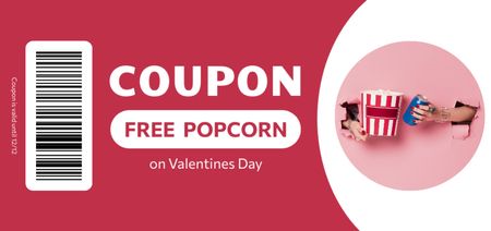 Free Cinema Popcorn Offer for Valentine's Day Holiday Coupon Din Large Design Template