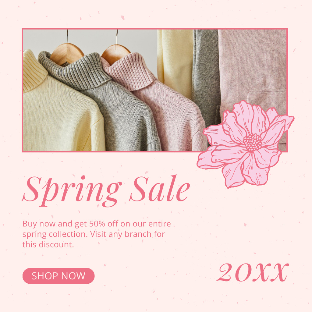 Spring Sale Cozy Sweaters Instagram AD – шаблон для дизайна