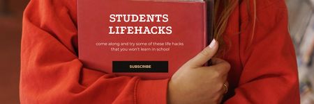 Lifehacks for Students on book Twitter Design Template